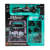 Diorama Mercëdes F1 W15 Garage Pit Stop Lewis Hamilton 2024 1/43 BBURAGO 18-38452-H